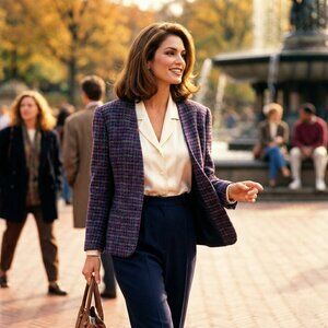 Koret Womens Size 10 Purple Tweed Wool Blazer Jacket Preppy Academia Vintage 80s